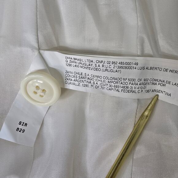 NWOT ZARA Basic Coat Peacoat Women S Cream/ Ivory Wool Belted Shawl Stand Collar - Picture 12 of 12